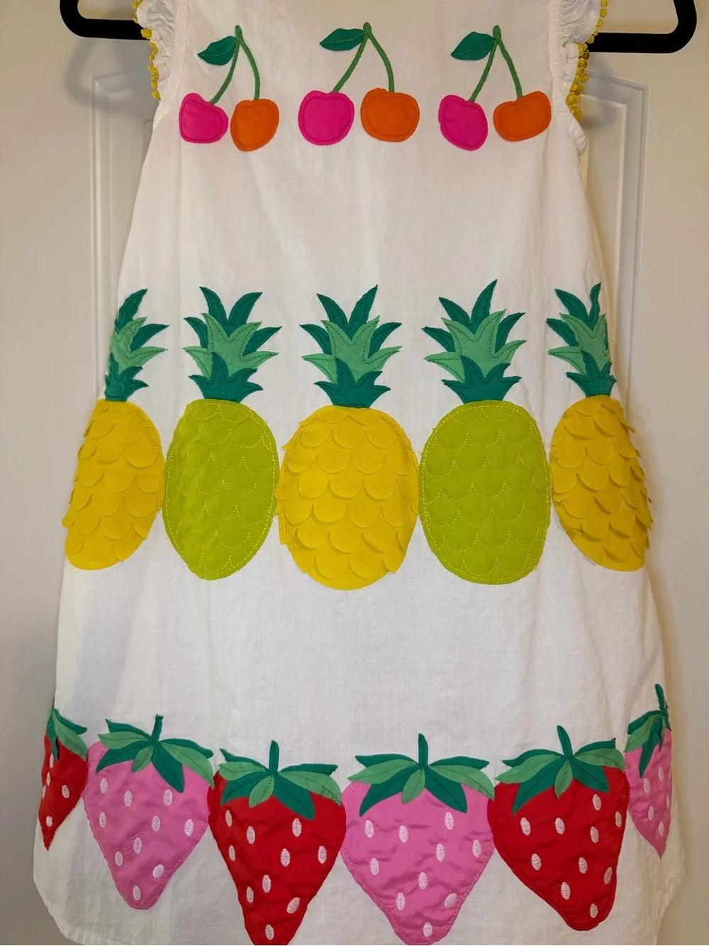 Mini Boden girls size 9-10y white sleeveless tropical fruit cotton summer dress